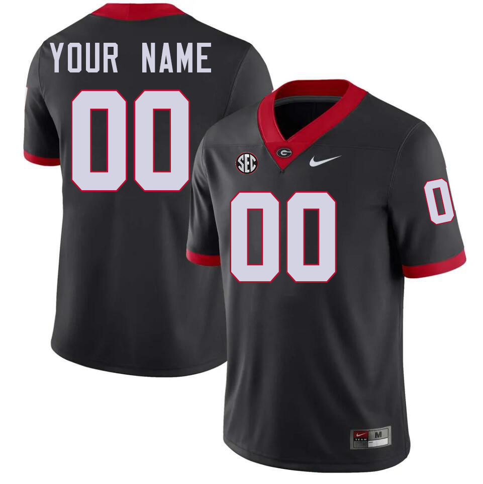 Custom Georgia Bulldogs Player's Name And Number Football Jersey-Black